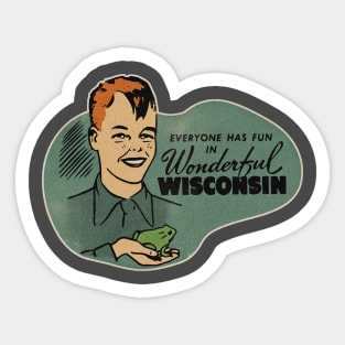 Vintage Wisconsin Tourist Frog Weird Kid Sticker